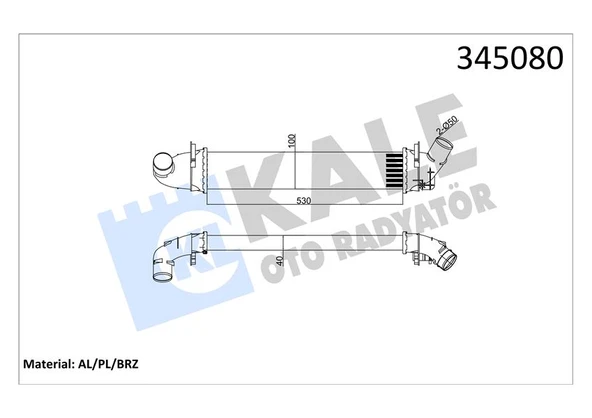 KALE 345080 TURBO RADYATÖRÜ INTERCOOLER DACIA LOGAN 04 > SANDERO 08 > 1.5 DCİ 654X113X108 MEK. AL/PL/BRZ 6001548727 ürün görseli 1