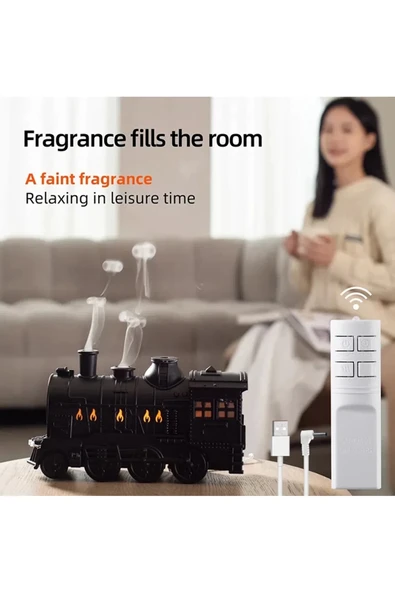 Tren Şeklinde Buharlı Oda Hava Nemlendirici Işık Buhar Makinesi Kumandalı - Resim 4