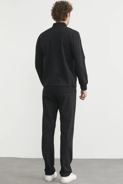 Fermuarlı Dik Yaka Eşofman Takım - Siyah - Resim 6