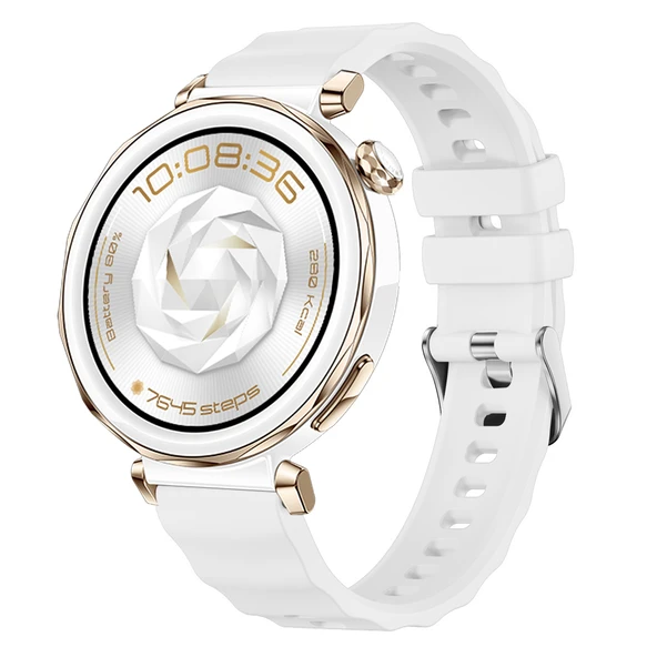 Sneezy Huawei Watch GT5 Pro 42mm İle Uyumlu SoftFlex Metal Tokalı Spor Silikon Akıllı Saat Kordonu  Beyaz ürün görseli