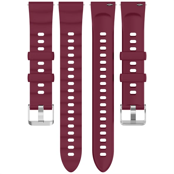 Sneezy Huawei Watch GT5 41mm İle Uyumlu SoftFlex Metal Tokalı Spor Silikon Akıllı Saat Kordonu  Mürdüm - Resim 6