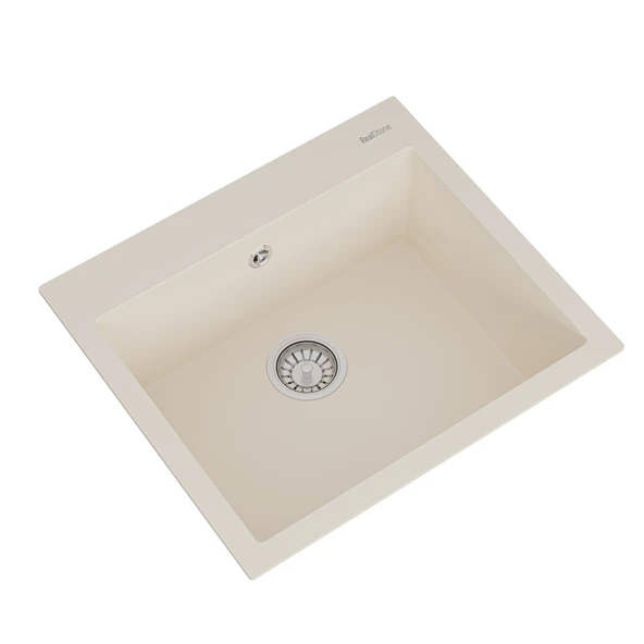 RealStone K002 Didyma 60 Tezgah Üstü Granit Eviye Krem - Resim 2