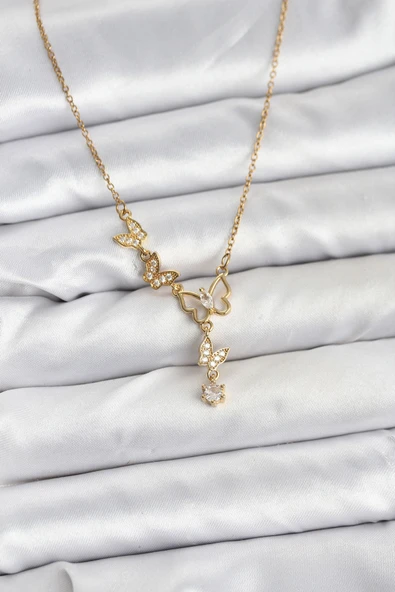 Zincir Gold Renk Kelebek Model Kadın Kolye - EBJ251115W38409 ürün görseli