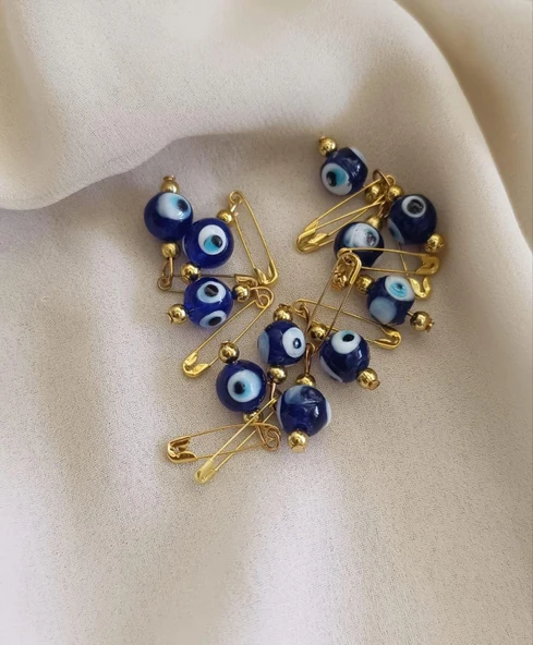 10 Adet 10 mm Maşallahlık İğneli Cam Nazar Boncuğu ürün görseli