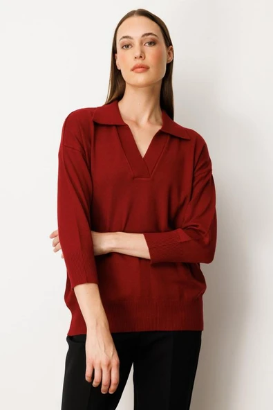 65301 ONTEKS TRUVAKAR KOL PATLI POLO YAKA BLUZ - Resim 5