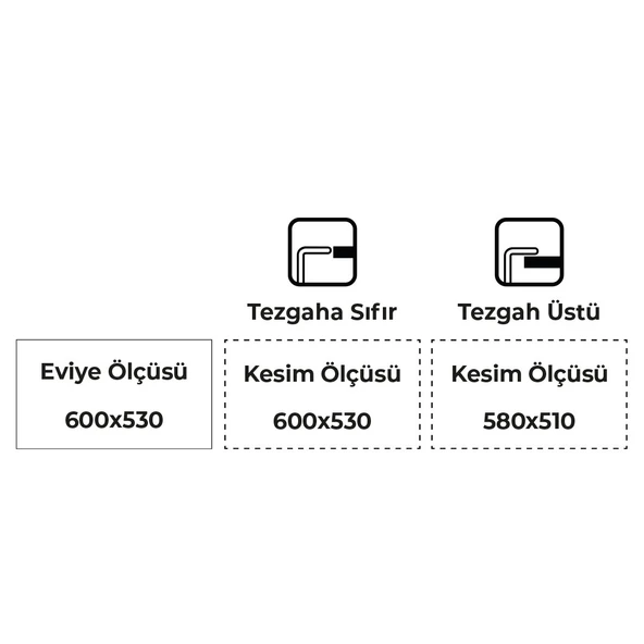 RealStone K002 Didyma 60 Tezgah Üstü Granit Eviye Krem - Resim 4