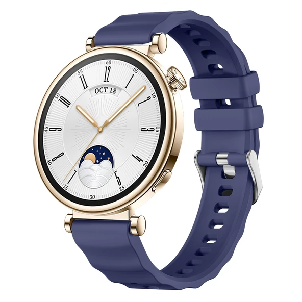 Sneezy Huawei Watch GT4 41mm İle Uyumlu SoftFlex Metal Tokalı Spor Silikon Akıllı Saat Kordonu  Lacivert ürün görseli