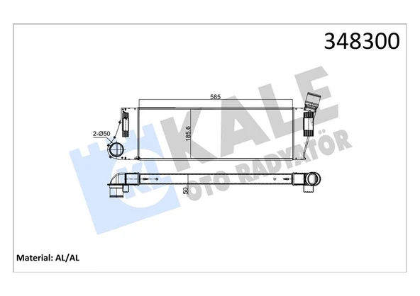 KALE 348300 TURBO RADYATÖRÜ INTERCOOLER MGN II-SCENIC II 1.5DCI-1.9DCI AL-PL-BRZ 586x187x40 8200700172-8200115540 ürün görseli 1