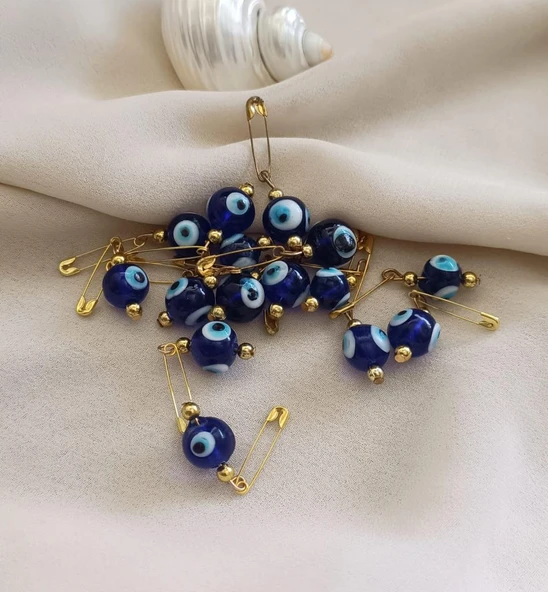 10 Adet 12 mm Maşallahlık İğneli Cam Nazar Boncuğu ürün görseli