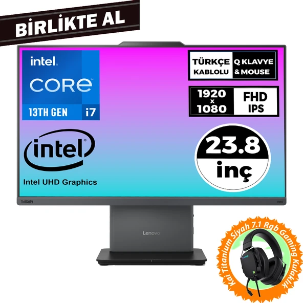 Lenovo ThinkCentre Neo 50a i7-13620H 32GB 1TB SSD 23.8" W11P AIO+Gaming Kulaklık 12SC000KTR 059 ürün görseli 1