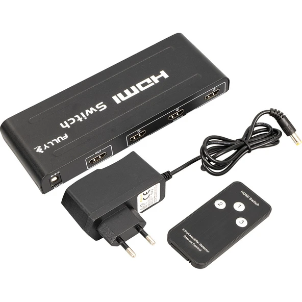 G 538H 3 Giriş 1 Çıkış HDMI Swıtcher Toplayıcı Metal Kasa Adaptörlü - Resim 3