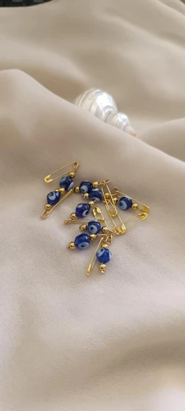 10 Adet 0.8 mm Maşallahlık İğneli Cam Nazar Boncuğu - Resim 3