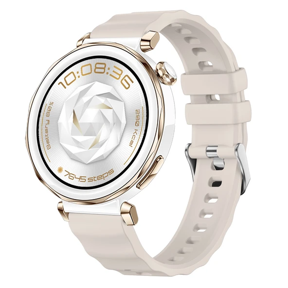 Sneezy Huawei Watch GT5 Pro 42mm İle Uyumlu SoftFlex Metal Tokalı Spor Silikon Akıllı Saat Kordonu  Starlight ürün görseli