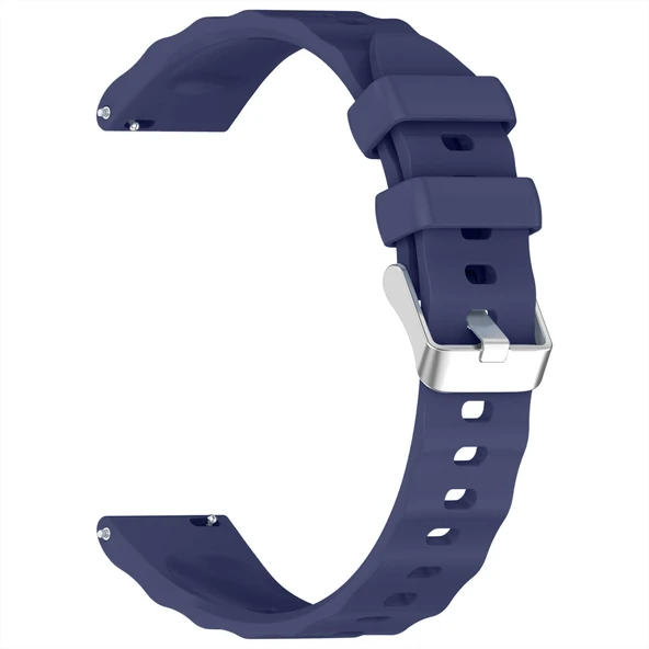 Sneezy Huawei Watch GT4 41mm İle Uyumlu SoftFlex Metal Tokalı Spor Silikon Akıllı Saat Kordonu  Lacivert - Resim 4