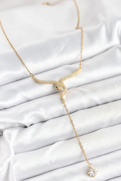 Zincir Gold Renk Yılan Model Y Kolye - EBJ251115W38398 ürün görseli