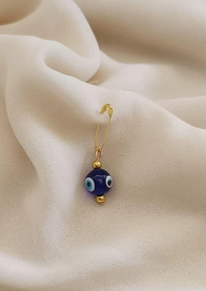 10 Adet 12 mm Maşallahlık İğneli Cam Nazar Boncuğu - Resim 3