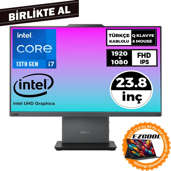 Lenovo ThinkCentre Neo 50a i7-13620H 16GB 512GB SSD 23.8"Fdos AIO+15.6" Touch Monitör 12SC000KTR 047 ürün görseli 1
