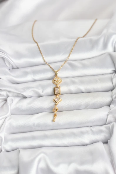 Zincir Gold Renk Kutup Yıldızı Enerji Model Kadın Y Kolye - EBJ251115W38405 - Resim 2