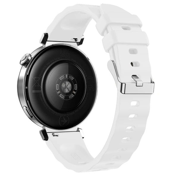 Sneezy Huawei Watch GT5 Pro 42mm İle Uyumlu SoftFlex Metal Tokalı Spor Silikon Akıllı Saat Kordonu  Beyaz - Resim 2