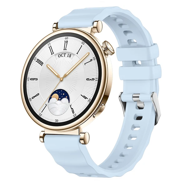 Sneezy Huawei Watch GT4 41mm İle Uyumlu SoftFlex Metal Tokalı Spor Silikon Akıllı Saat Kordonu  Mavi ürün görseli