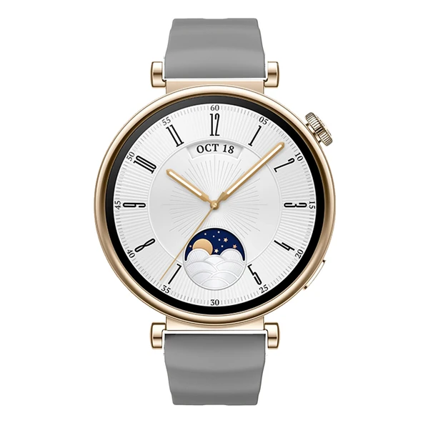 Sneezy Huawei Watch GT4 41mm İle Uyumlu SoftFlex Metal Tokalı Spor Silikon Akıllı Saat Kordonu  Koyu Gri - Resim 5