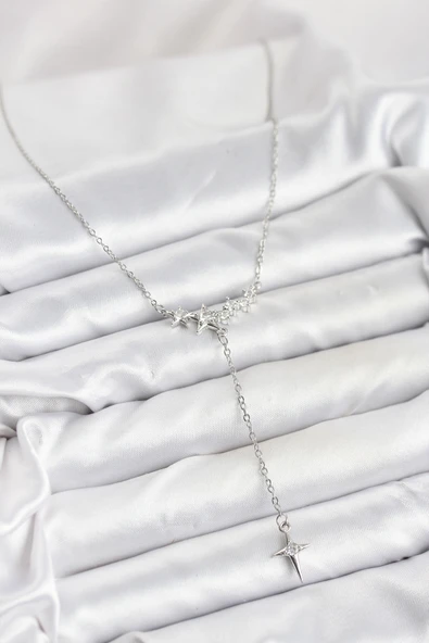 Zincir Gümüş Renk Yıldız Model Y Kadın Kolye - EBJ251115W38393 ürün görseli