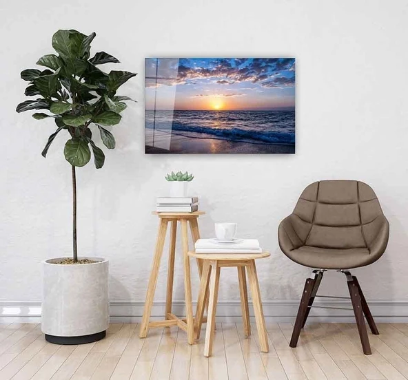 Deniz Günbatımı Cam Tablo 4mm Dayanıklı Temperli Cam - Resim 2