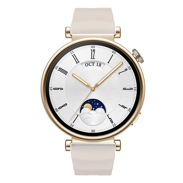 Sneezy Huawei Watch GT4 41mm İle Uyumlu SoftFlex Metal Tokalı Spor Silikon Akıllı Saat Kordonu  Starlight - Resim 5