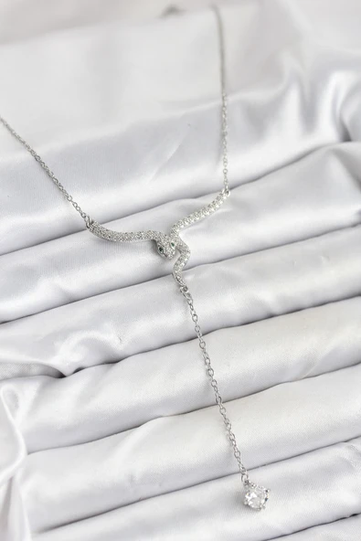 Zincir Gümüş Renk Yılan Model Y Kolye - EBJ251115W38395 ürün görseli