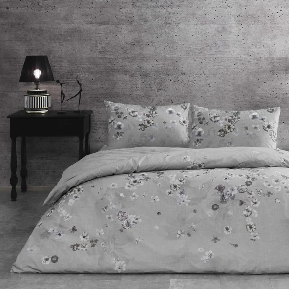 Taç Çift Kişilik Ranforce Nevresim Takımı Claire Gri ürün görseli