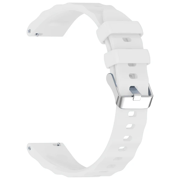 Sneezy Huawei Watch GT5 Pro 42mm İle Uyumlu SoftFlex Metal Tokalı Spor Silikon Akıllı Saat Kordonu  Beyaz - Resim 4