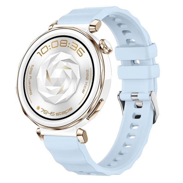 Sneezy Huawei Watch GT5 Pro 42mm İle Uyumlu SoftFlex Metal Tokalı Spor Silikon Akıllı Saat Kordonu  Mavi ürün görseli