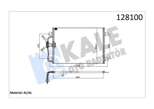 KALE 050ABC020 KLİMA KONDENSERİ MGN I 96-03 1.4-1.6-2.0-1.9D 545x391x16 7700425843-7700432392-7702258286 ürün görseli 1