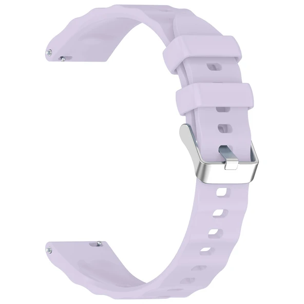 Sneezy Huawei Watch GT5 41mm İle Uyumlu SoftFlex Metal Tokalı Spor Silikon Akıllı Saat Kordonu  Lila - Resim 4