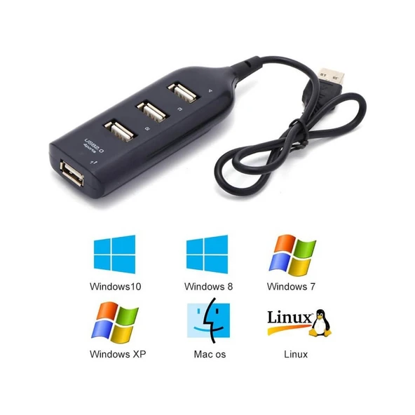 4 Port Usb Çoğaltıcı Çoklayıcı Hub Usb 2.0 Çoklama Pc Laptop - Resim 4