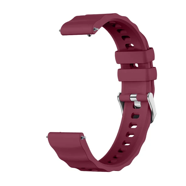 Sneezy Huawei Watch GT5 Pro 42mm İle Uyumlu SoftFlex Metal Tokalı Spor Silikon Akıllı Saat Kordonu  Mürdüm - Resim 3