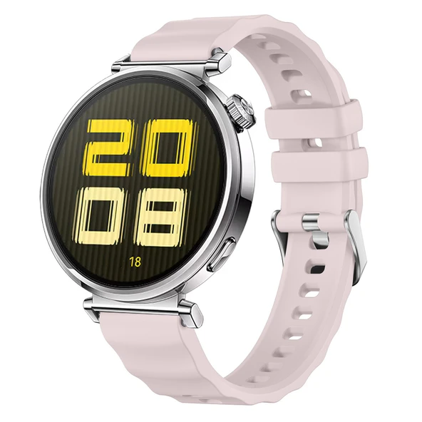 Sneezy Huawei Watch GT5 41mm İle Uyumlu SoftFlex Metal Tokalı Spor Silikon Akıllı Saat Kordonu  Pudra ürün görseli