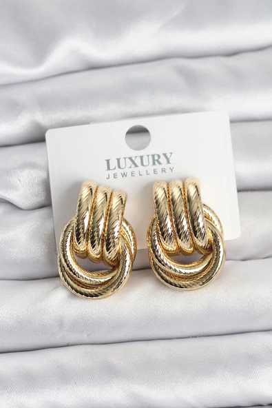 Gold Renk Halka Modelli Pirinç Kadın Küpe - EBJ251115W38357 ürün görseli