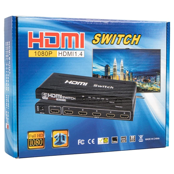 G 538H 3 Giriş 1 Çıkış HDMI Swıtcher Toplayıcı Metal Kasa Adaptörlü - Resim 4