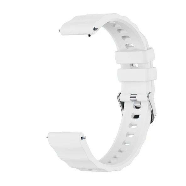 Sneezy Huawei Watch GT5 Pro 42mm İle Uyumlu SoftFlex Metal Tokalı Spor Silikon Akıllı Saat Kordonu  Beyaz - Resim 3