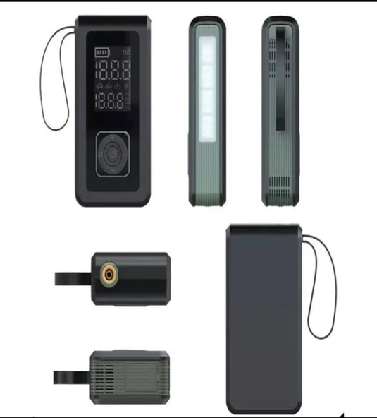 Çantalı 8000mAh 150 PSI Akü Takviyeli Oto Bisiklet Motosiklet Hava Kompresörü Lastik Şişirme Pompası - Resim 3