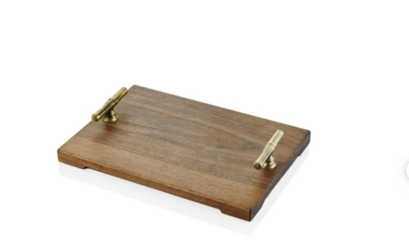 SETABİANCA  KULPLU AHŞAP TEPSİ DİKDÖRTGEN BRONZ ürün görseli