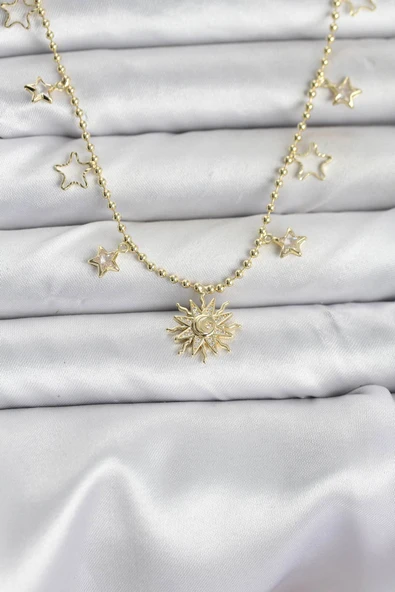 Pirinç Gold Renk Güneş Model Kadın Kolye - EBJ251115W38375 ürün görseli