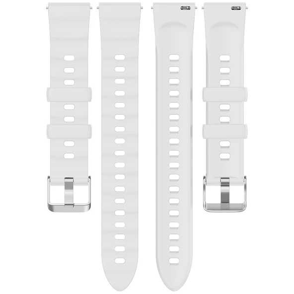 Sneezy Huawei Watch GT4 41mm İle Uyumlu SoftFlex Metal Tokalı Spor Silikon Akıllı Saat Kordonu  Beyaz - Resim 6