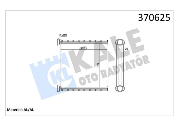 KALE 370625 KALORİFER RADYATÖRÜ VW CRAFTER 2.0TDI 18 >BORUSUZ BRAZING AL-AL 26MM 5WA819031 ürün görseli 1
