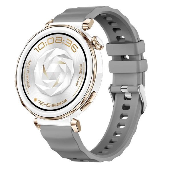 Sneezy Huawei Watch GT5 Pro 42mm İle Uyumlu SoftFlex Metal Tokalı Spor Silikon Akıllı Saat Kordonu  Koyu Gri ürün görseli