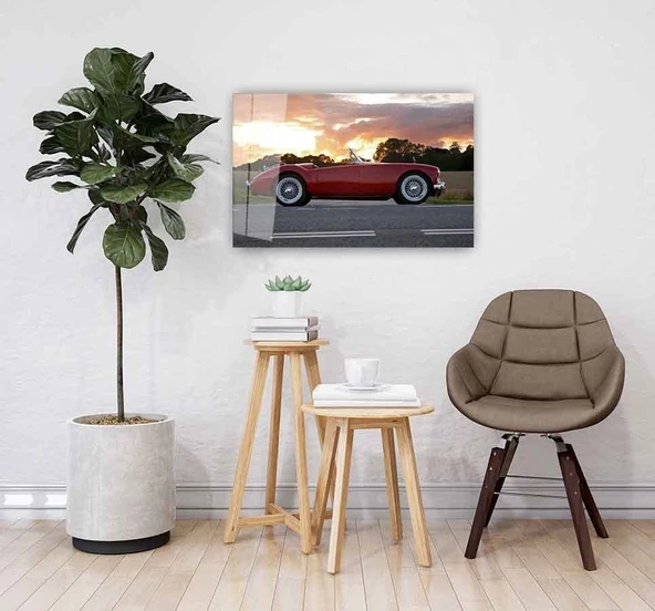 Kırmızı Araba Cam Tablo 4mm Dayanıklı Temperli Cam - Resim 5