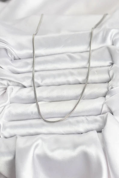 Zincir Gümüş Renk 60 cm Yılan Zincir Kadın Kolye - EBJ251115W38414 - Resim 2