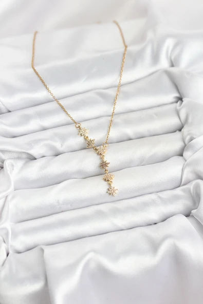 Zincir Gold Renk Kutup Yıldızı Model Kadın Kolye - EBJ251115W38399 - Resim 2