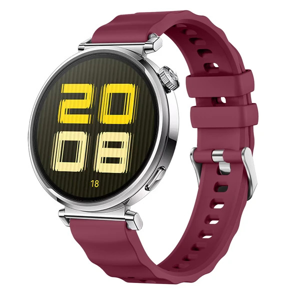 Sneezy Huawei Watch GT5 41mm İle Uyumlu SoftFlex Metal Tokalı Spor Silikon Akıllı Saat Kordonu  Mürdüm ürün görseli